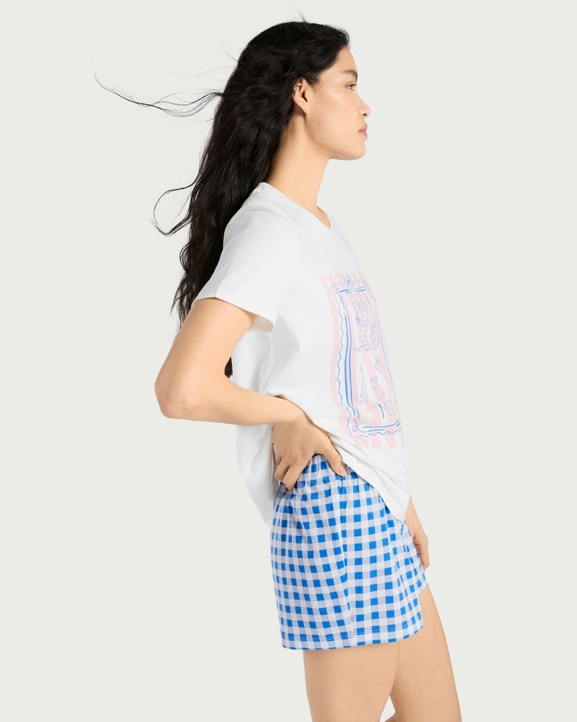 F&F Pure Cotton Cocktail Short Pyjama Set in Multi Blue thumbnail 3