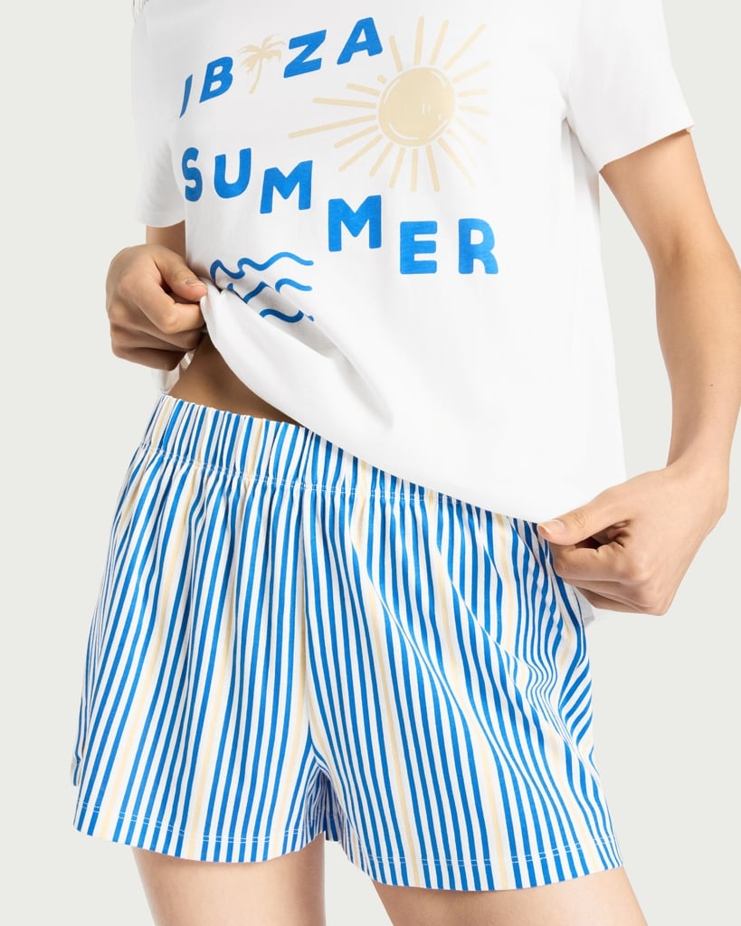 F&F 2-Piece Pure Cotton Ibiza Summer Shorts Pyjama Set in Multi Blue