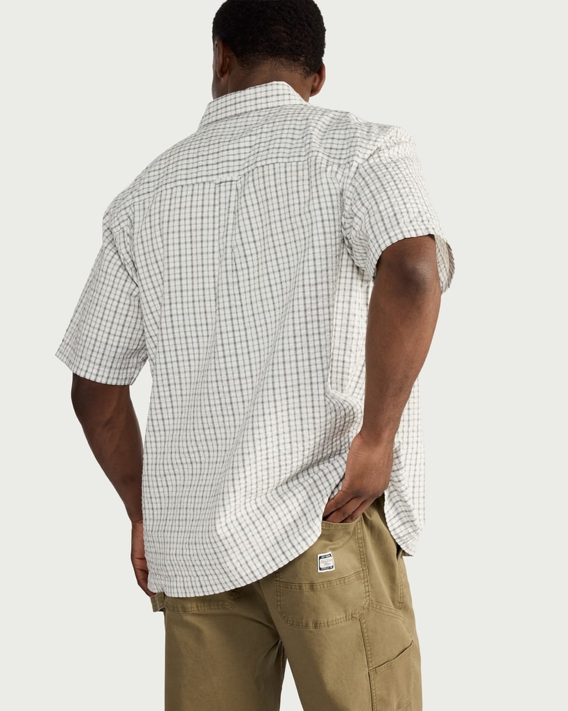 RDA Pure Cotton Seersucker Checked Shirt in Cream thumbnail 3