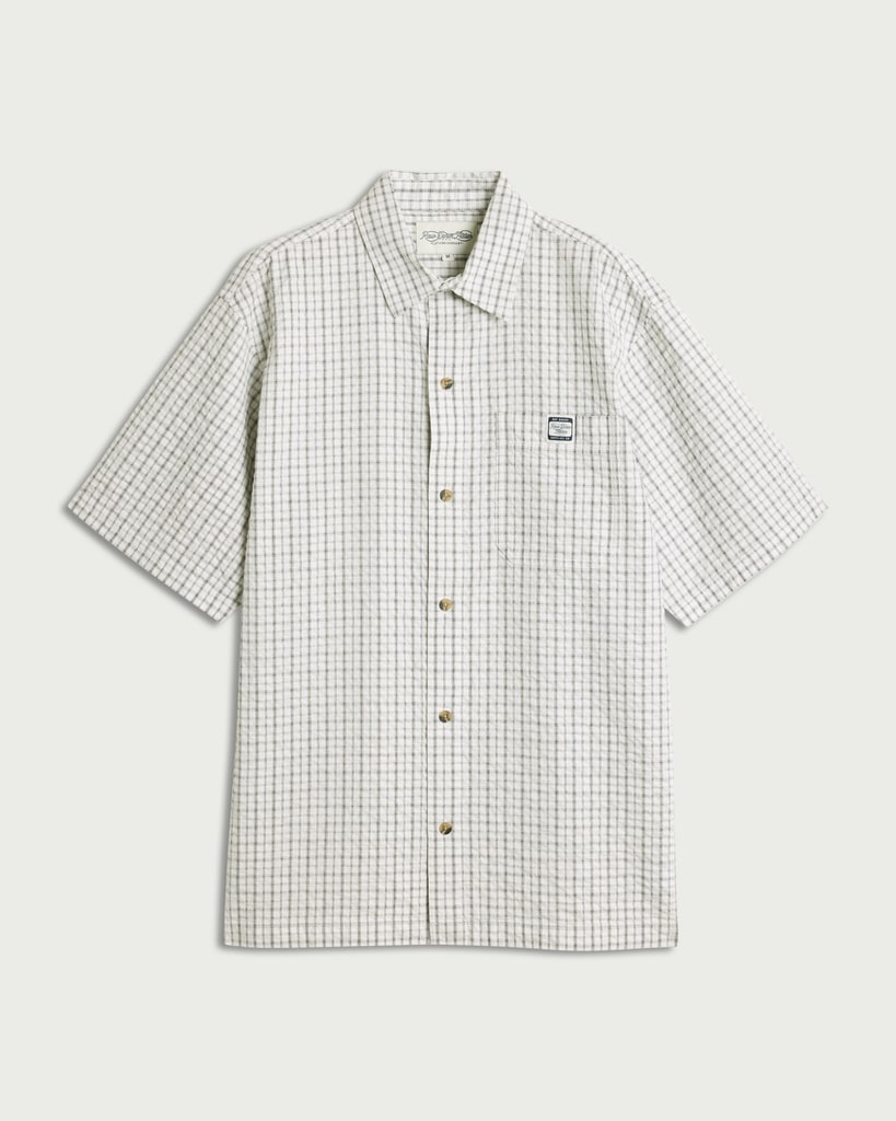 RDA Pure Cotton Seersucker Checked Shirt in Cream thumbnail 4