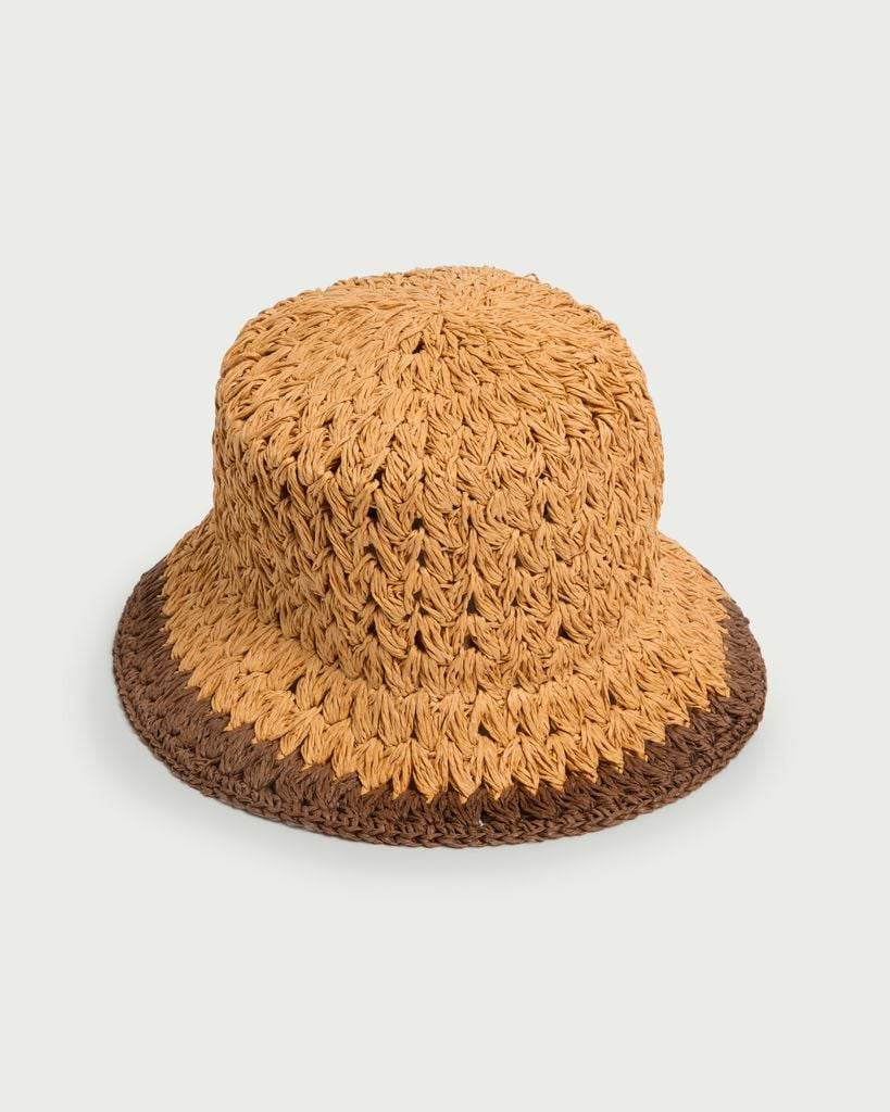 F&F Straw Two-Tone Bucket Hat in Multi