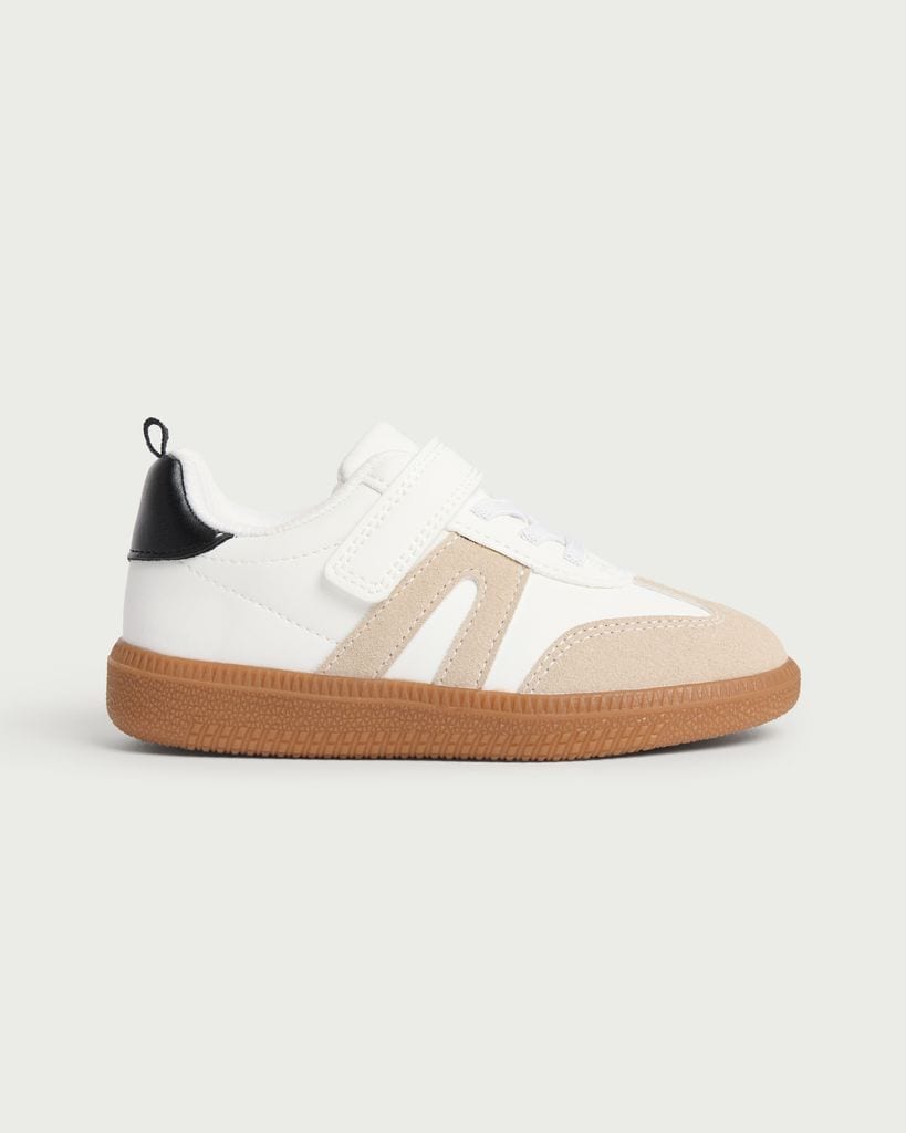 F&F Boys Panelled Touch Strap Fastening Trainers in White