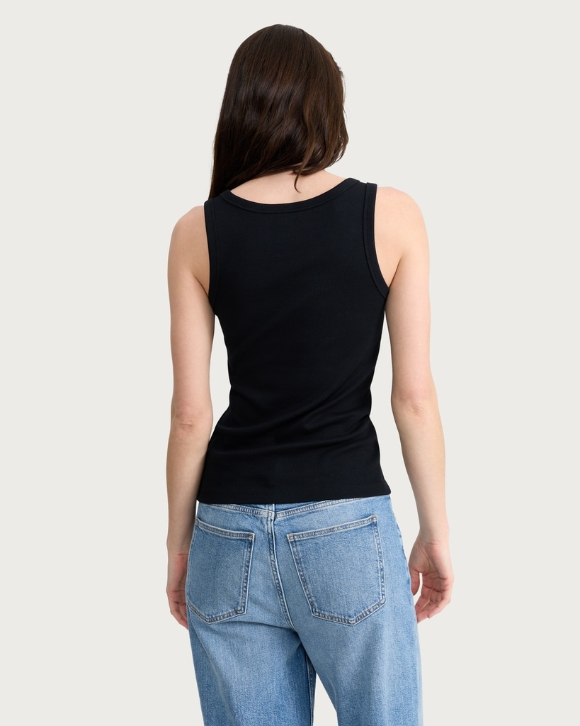 F&F Cotton Rich Ribbed Scoop Neck Vest in Black thumbnail 3