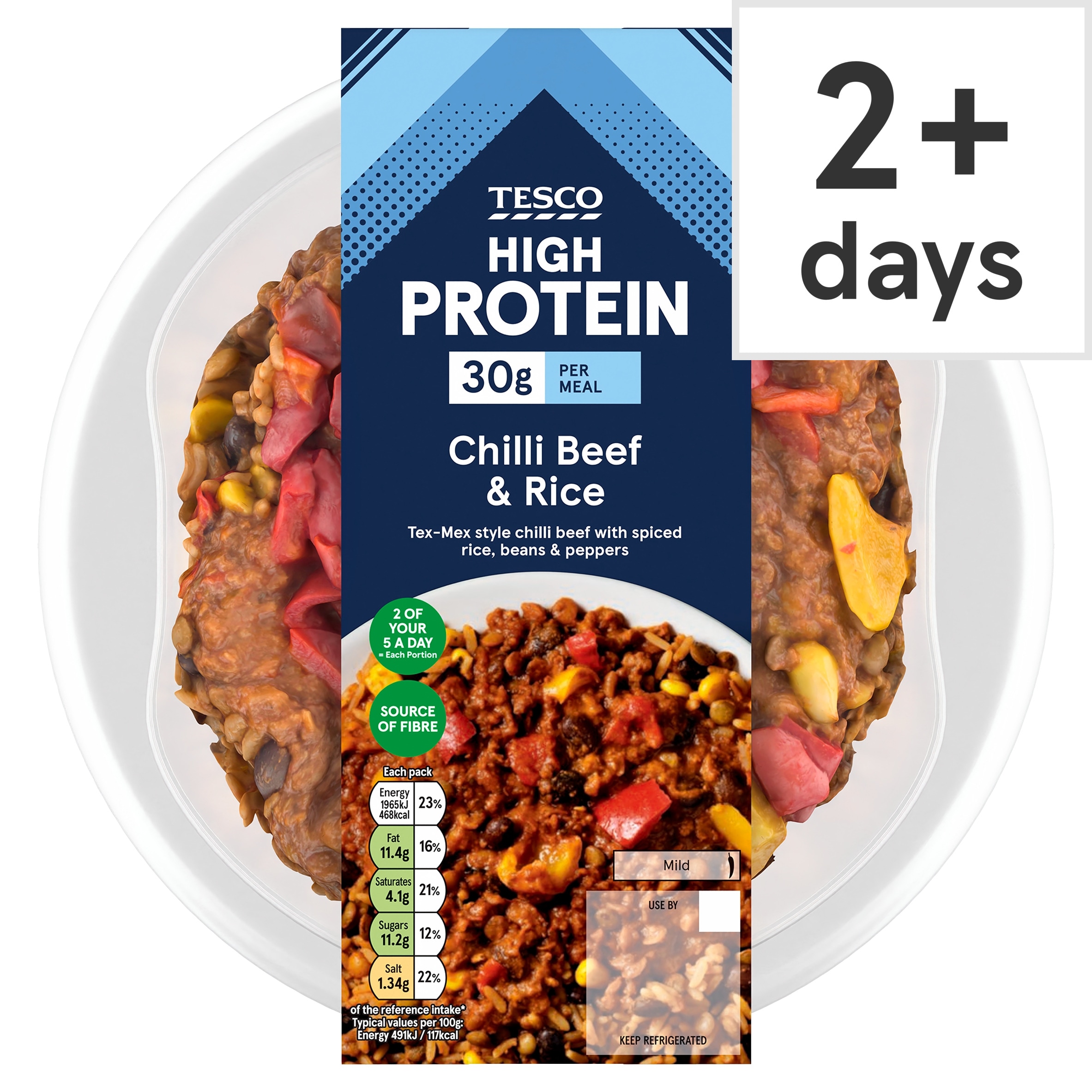 Tesco High Protein Chilli Beef & Rice 400g