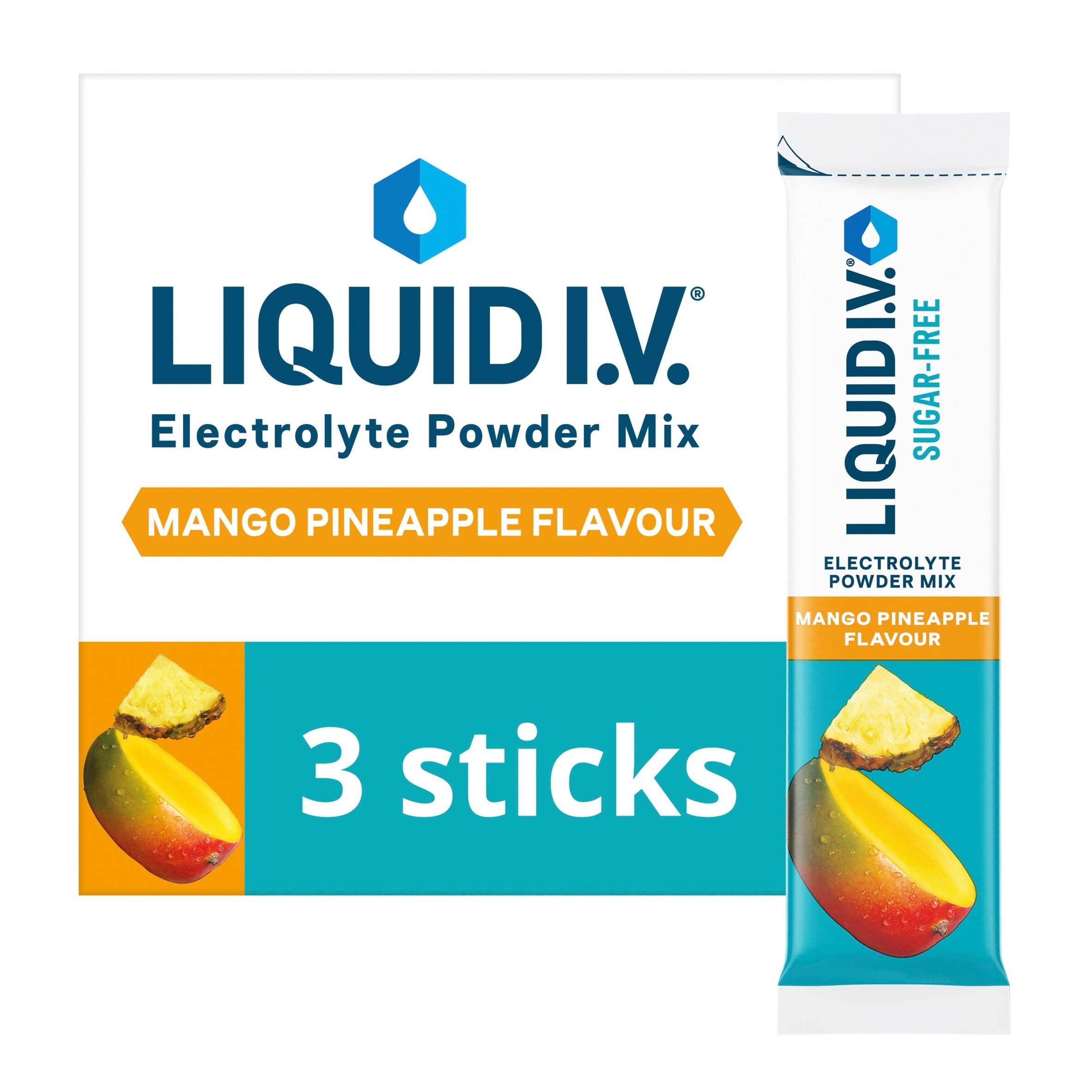 Liquid I.V. Sugar-Free Mango Pineapple Electrolyte Powder Mix, 3 Sachets
