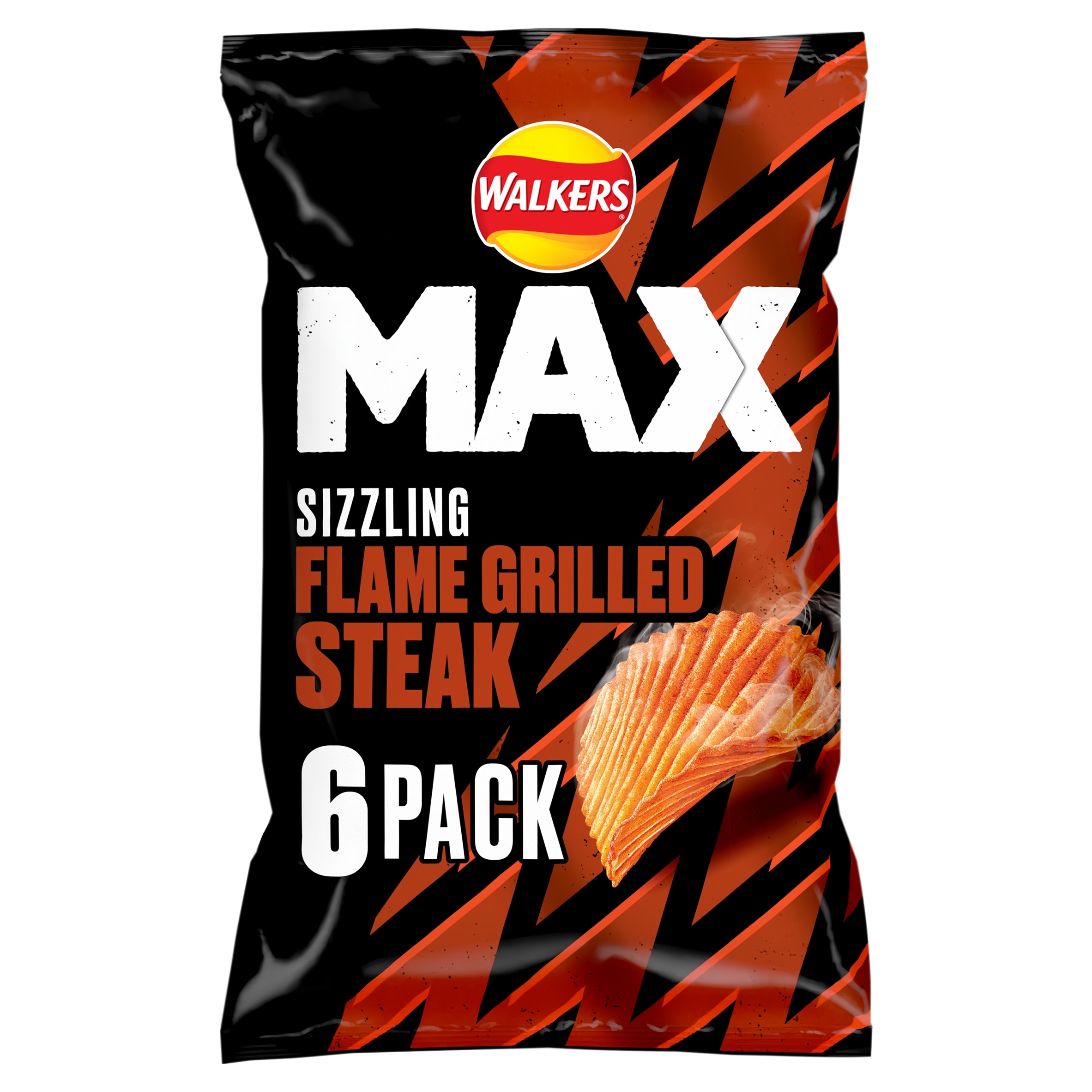 Walkers MAX Sizzling Flame Grilled Steak Crisps 6 x 27g thumbnail 2