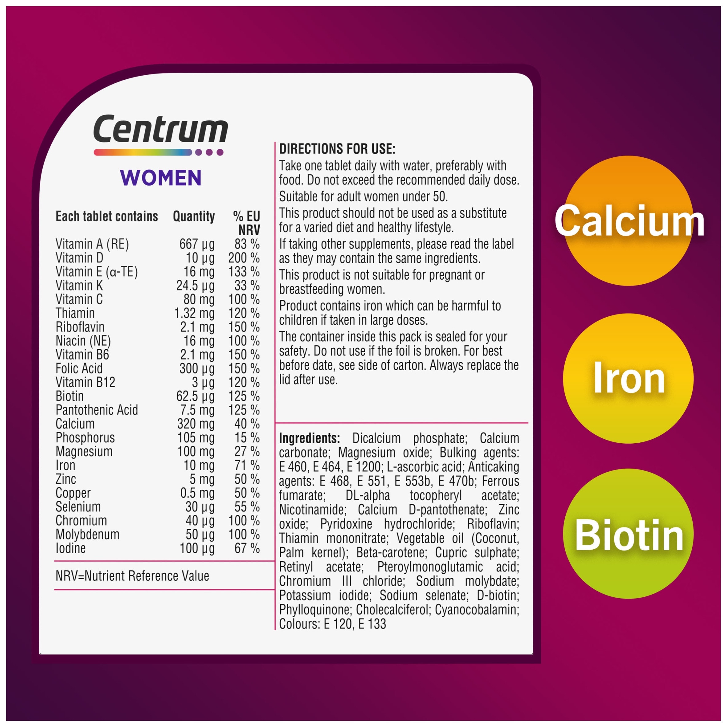 Centrum Women Multivitamins & Minerals Tablets 60s thumbnail 3