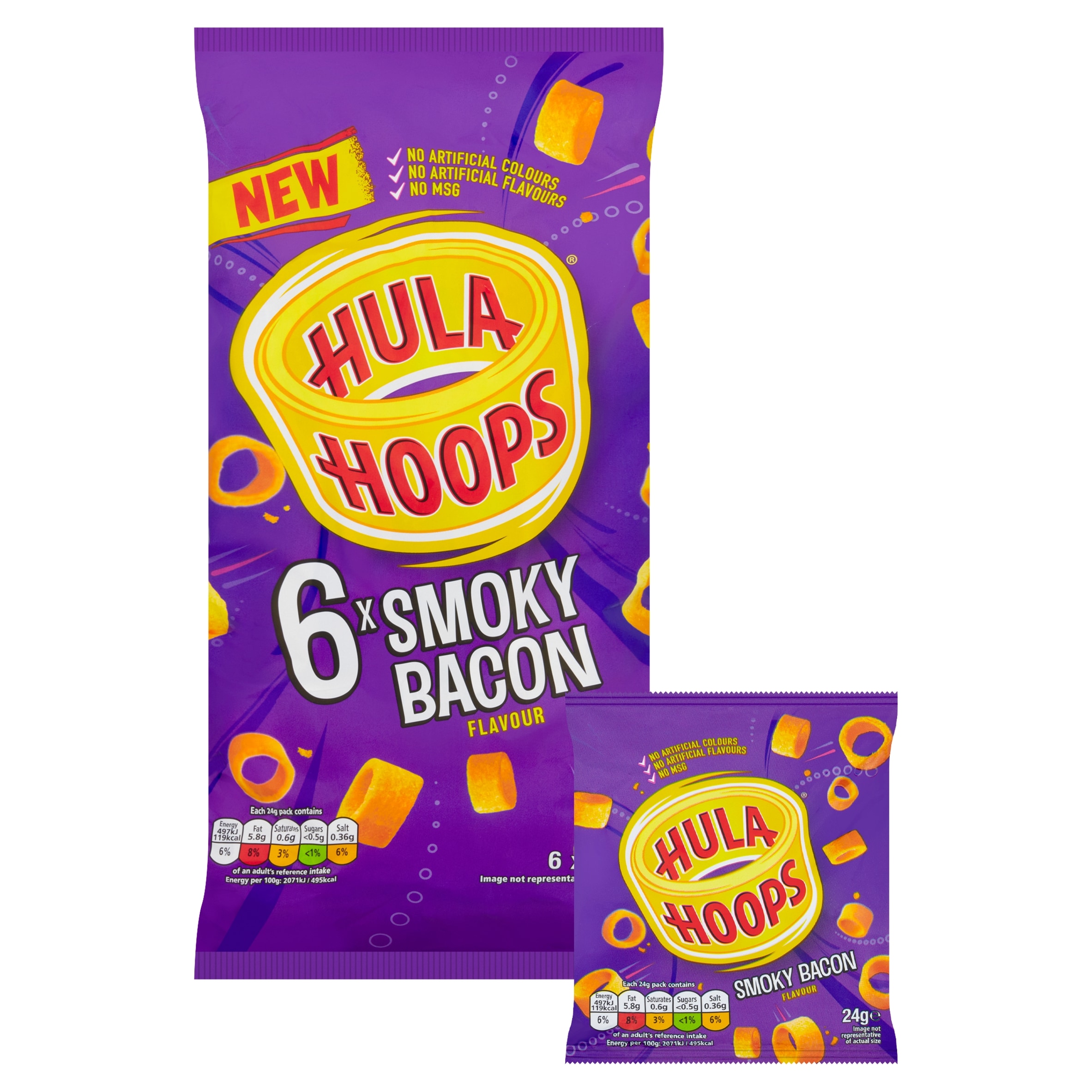 Hula Hoops Smoky Bacon Multipack Crisps 6x24g thumbnail 2
