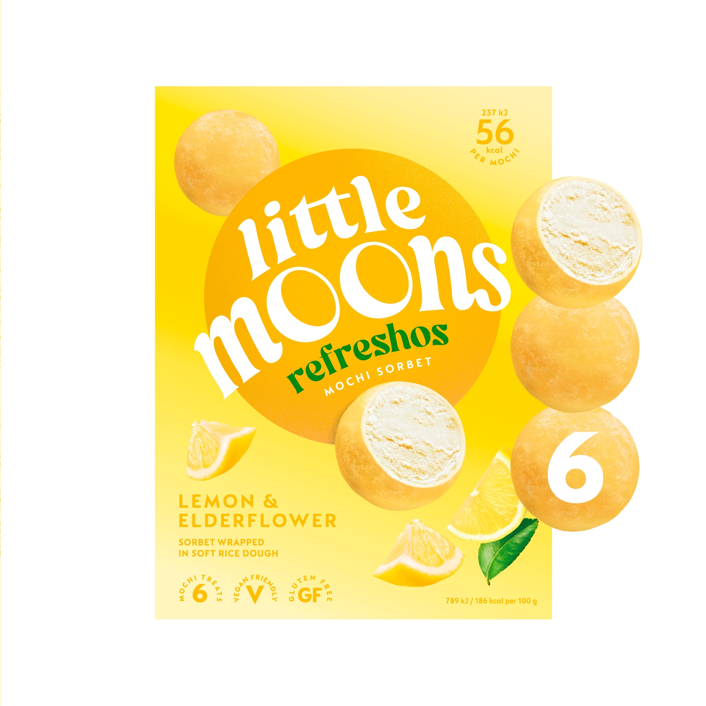 Little Moons Refreshos Lemon and Elderflower Mochi Sorbet 6 x 30g thumbnail 2