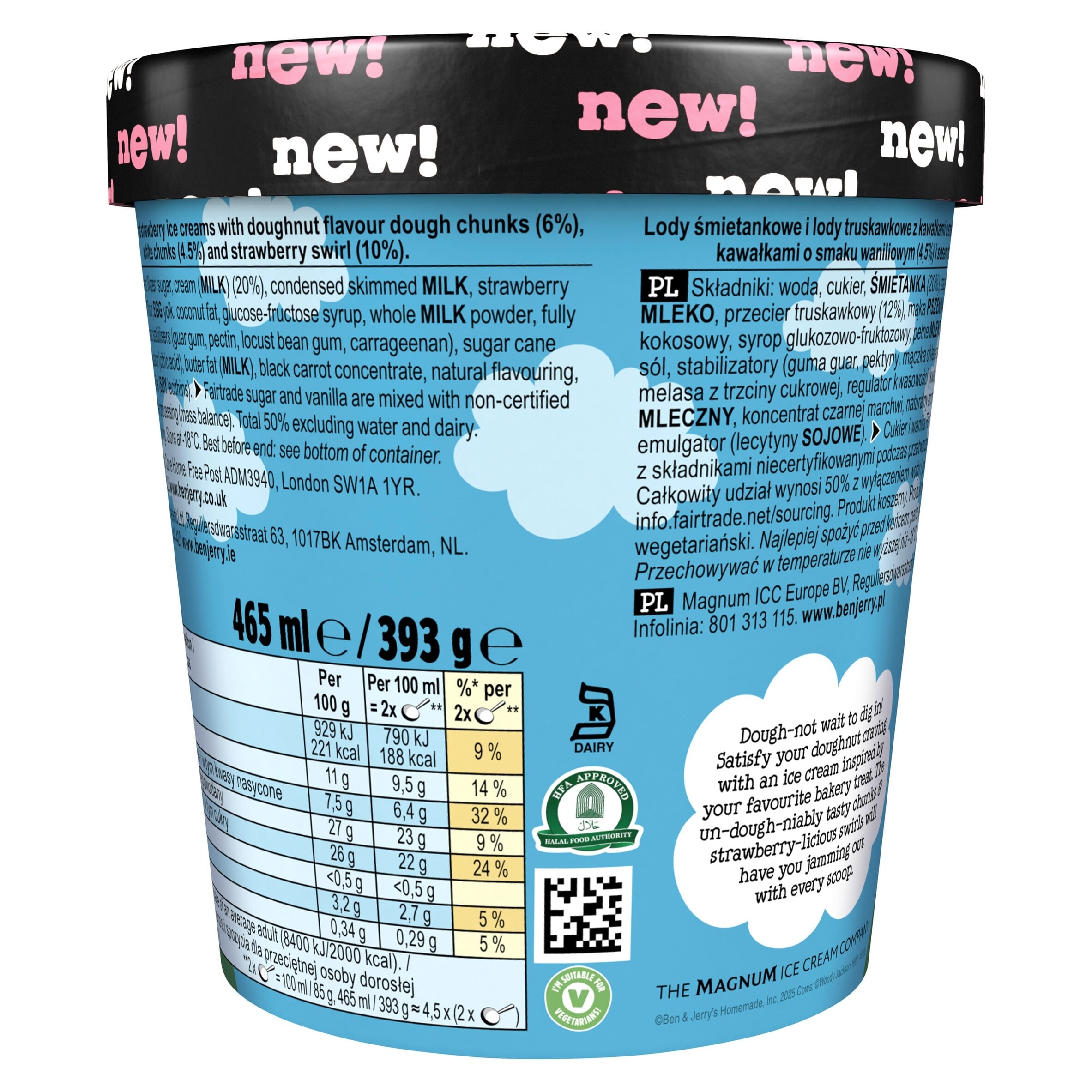 Ben & Jerry's Strawberry Doughnut-eee Ice Cream Tub 465ml thumbnail 2