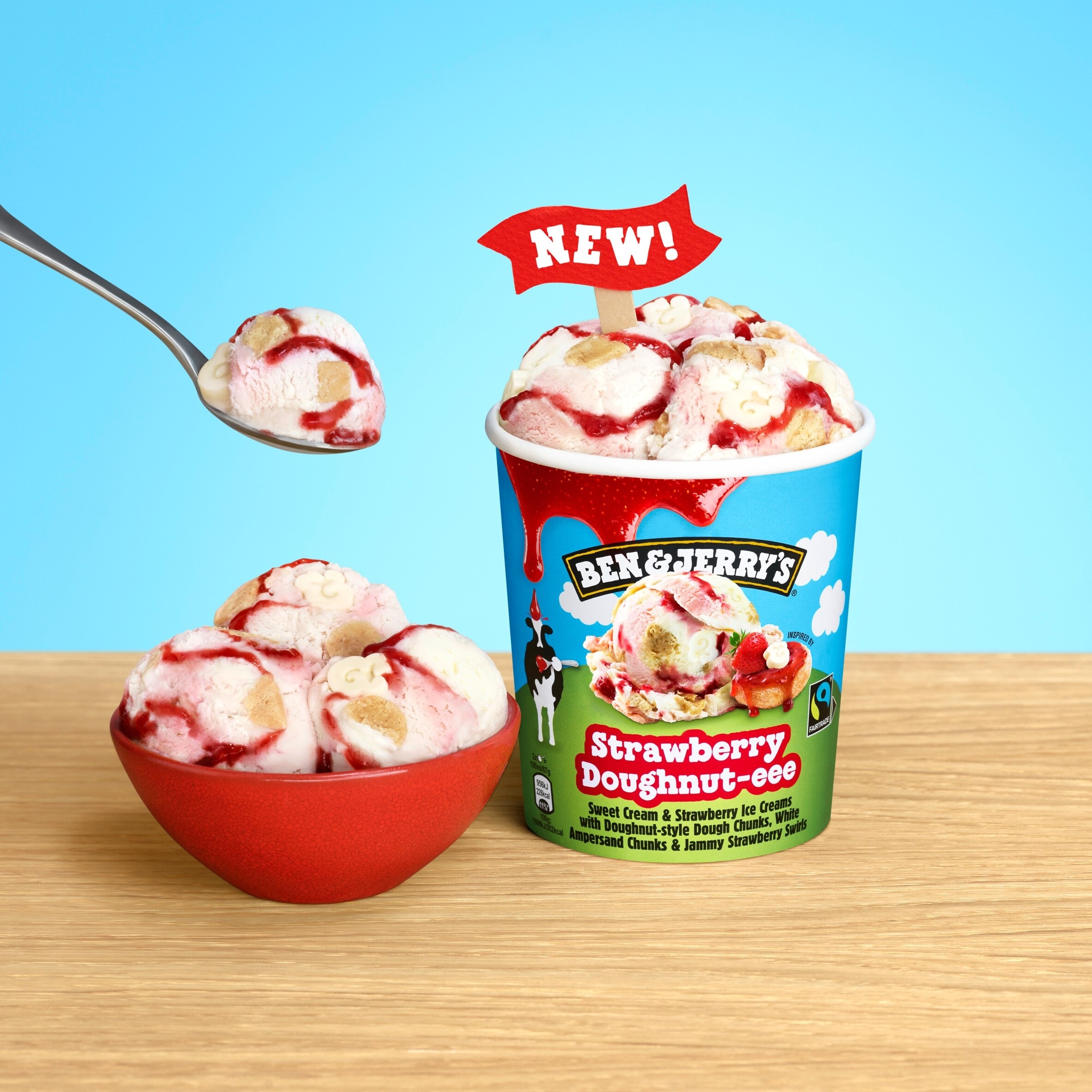 Ben & Jerry's Strawberry Doughnut-eee Ice Cream Tub 465ml thumbnail 4