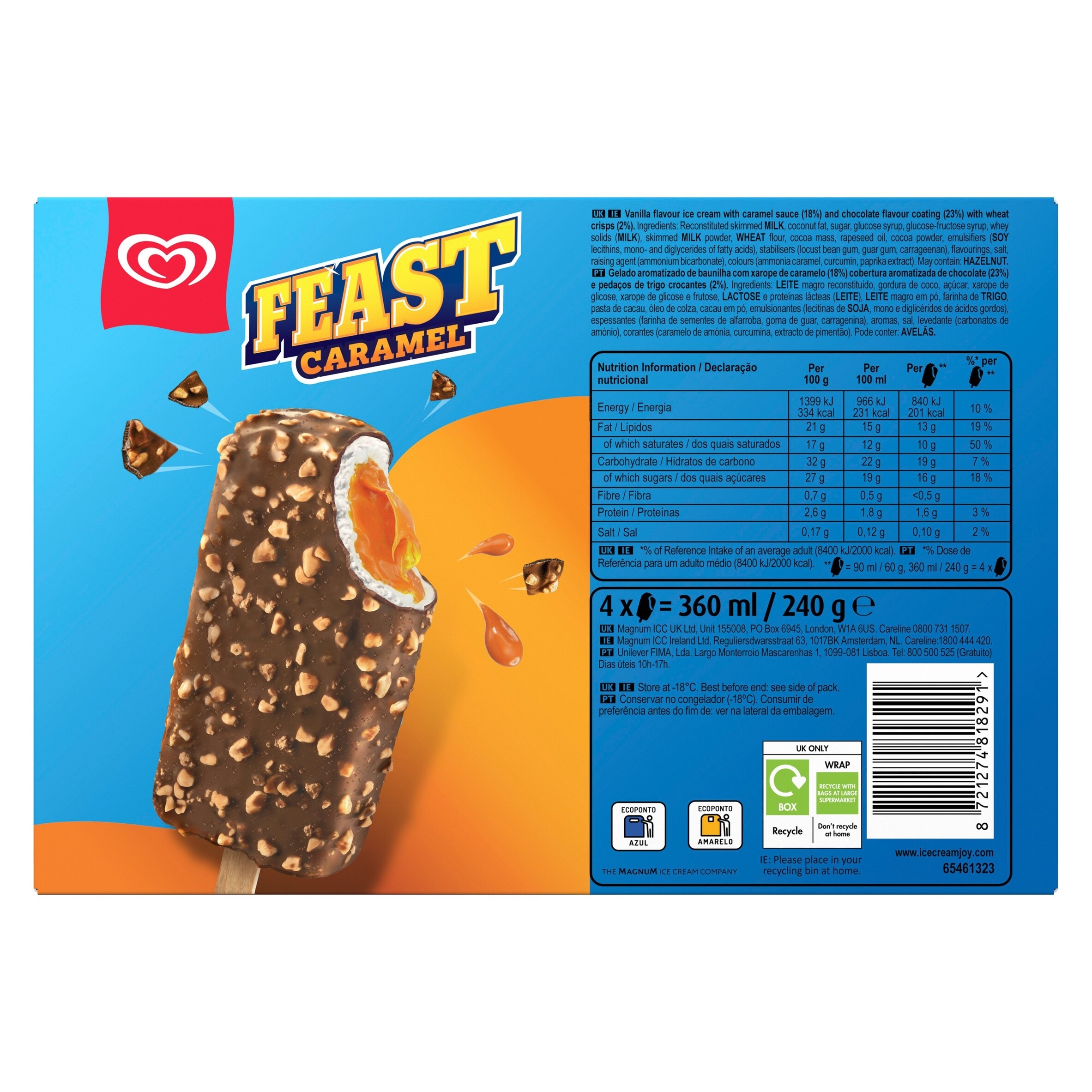Feast Caramel Ice Cream Sticks 4 x 90ml thumbnail 2