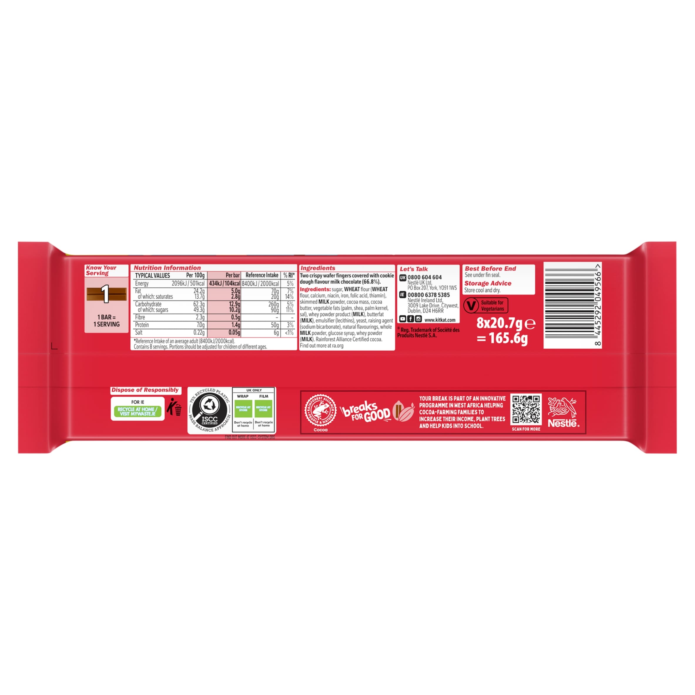 Kit Kat Cookie Dough Flavour Chocolate bar 8x20.7g thumbnail 3