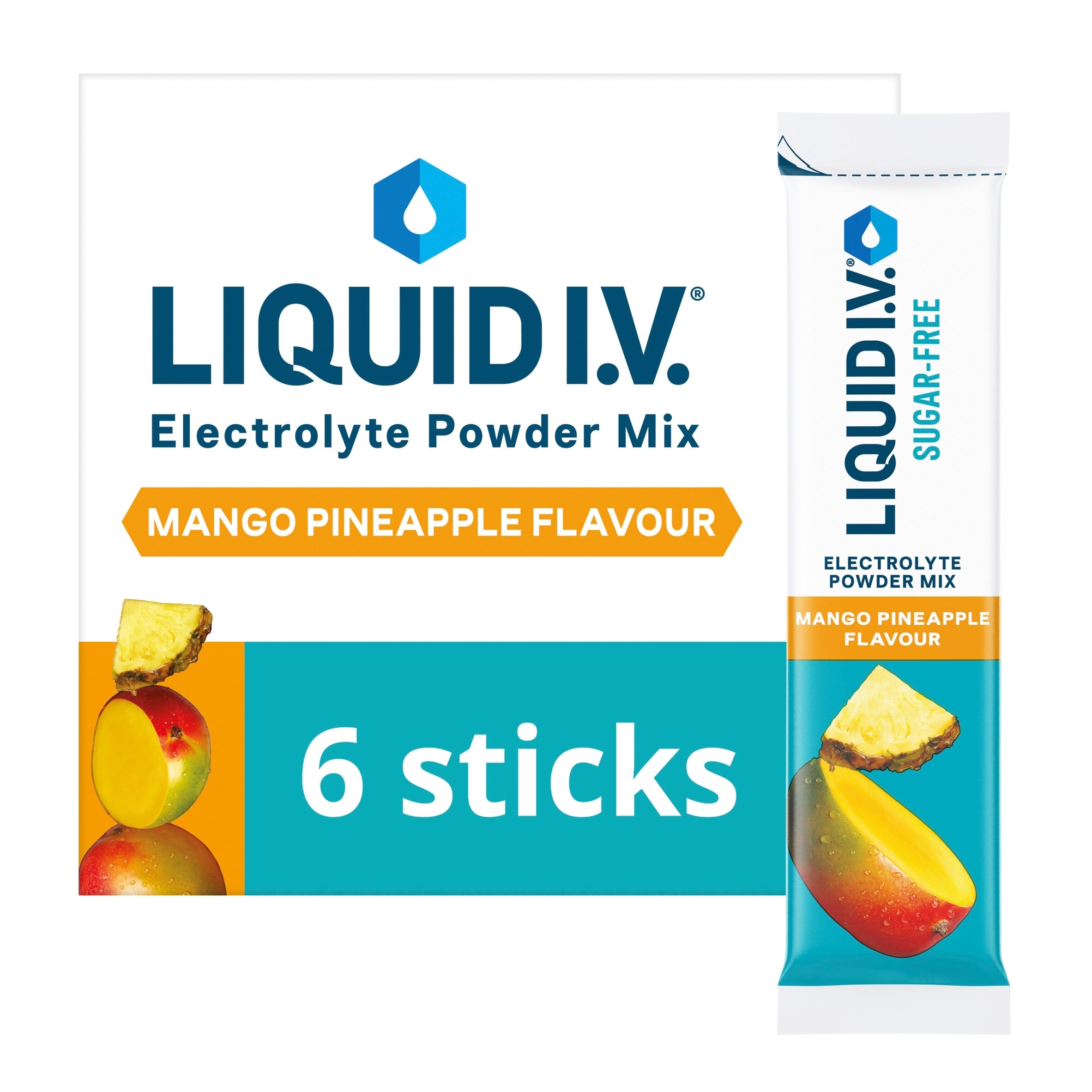 Liquid I.V. Sugar-Free Mango Pineapple Electrolyte Powder Mix, 6 Sachets