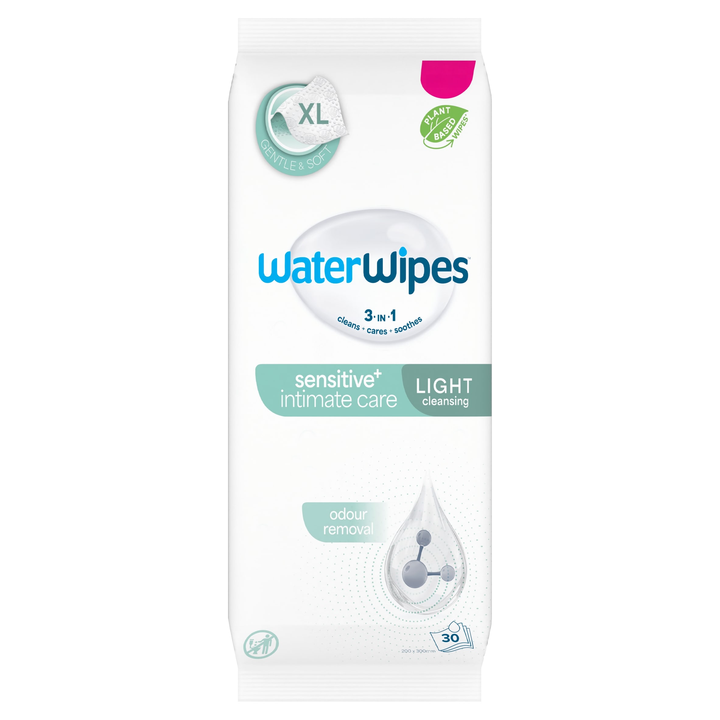 WaterWipes 3 in 1 Sensitive+ Intimate Care Light 30 Wipes
