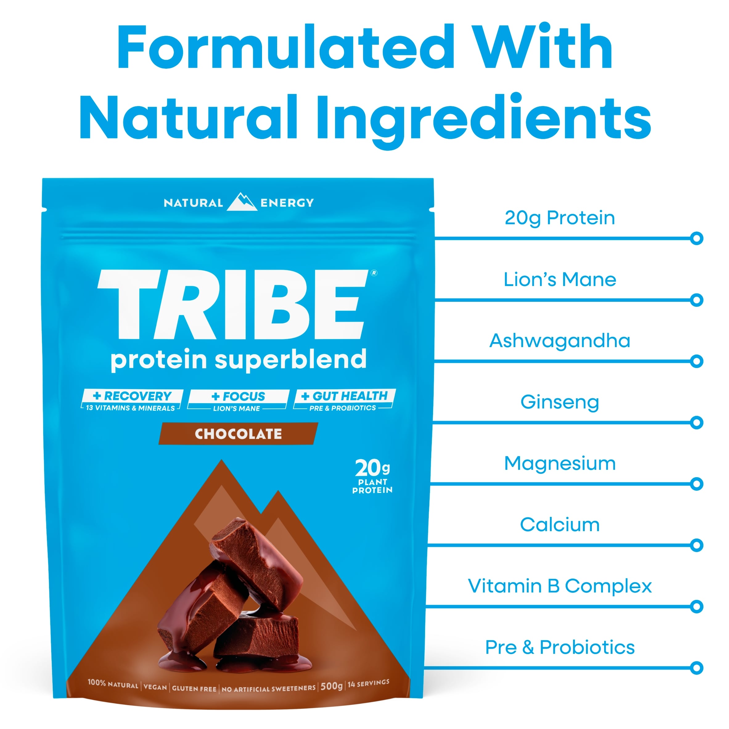 TRIBE Protein Superblend Chocolate 500g thumbnail 5