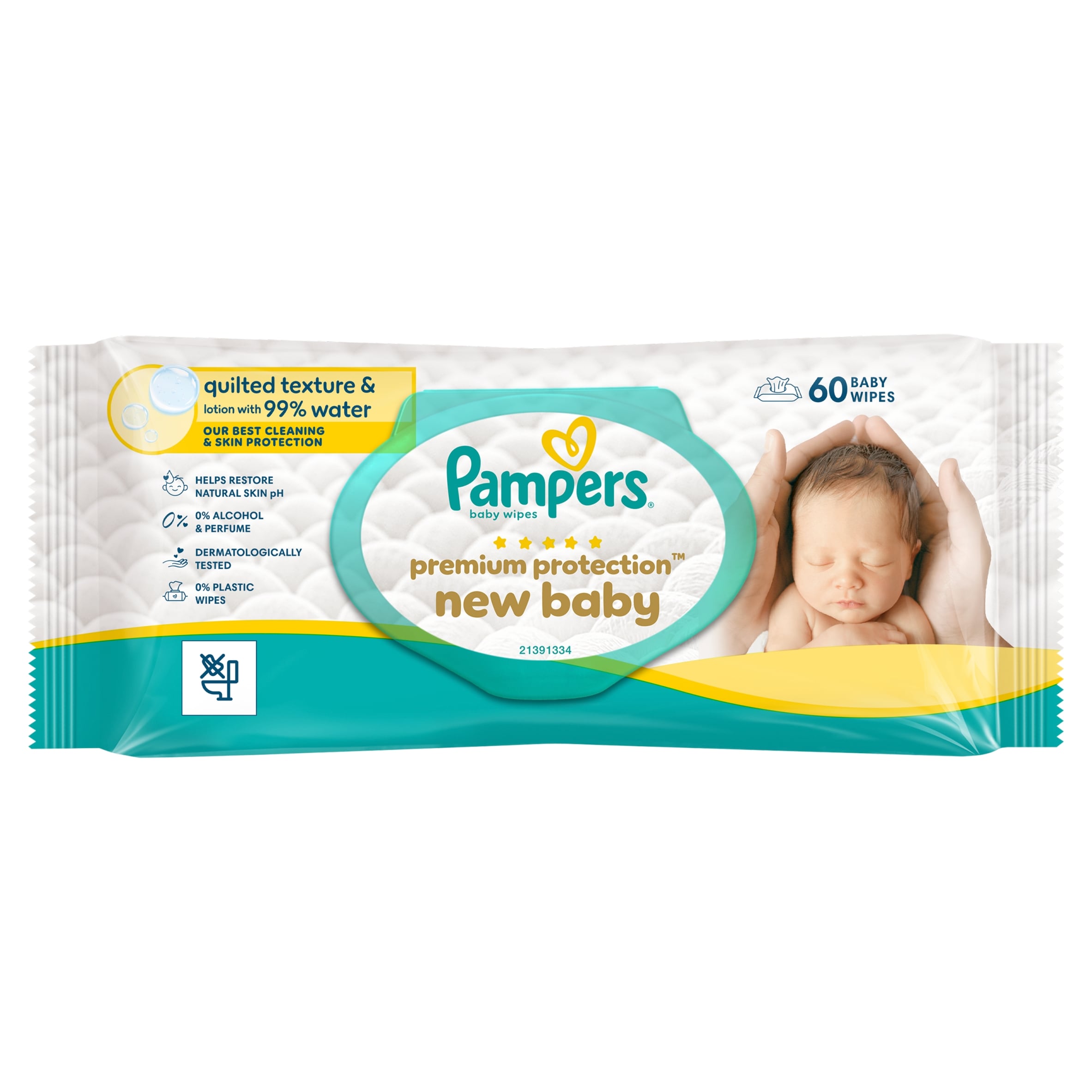Pampers Premium Protection New Baby Wipes 60 Wipes
