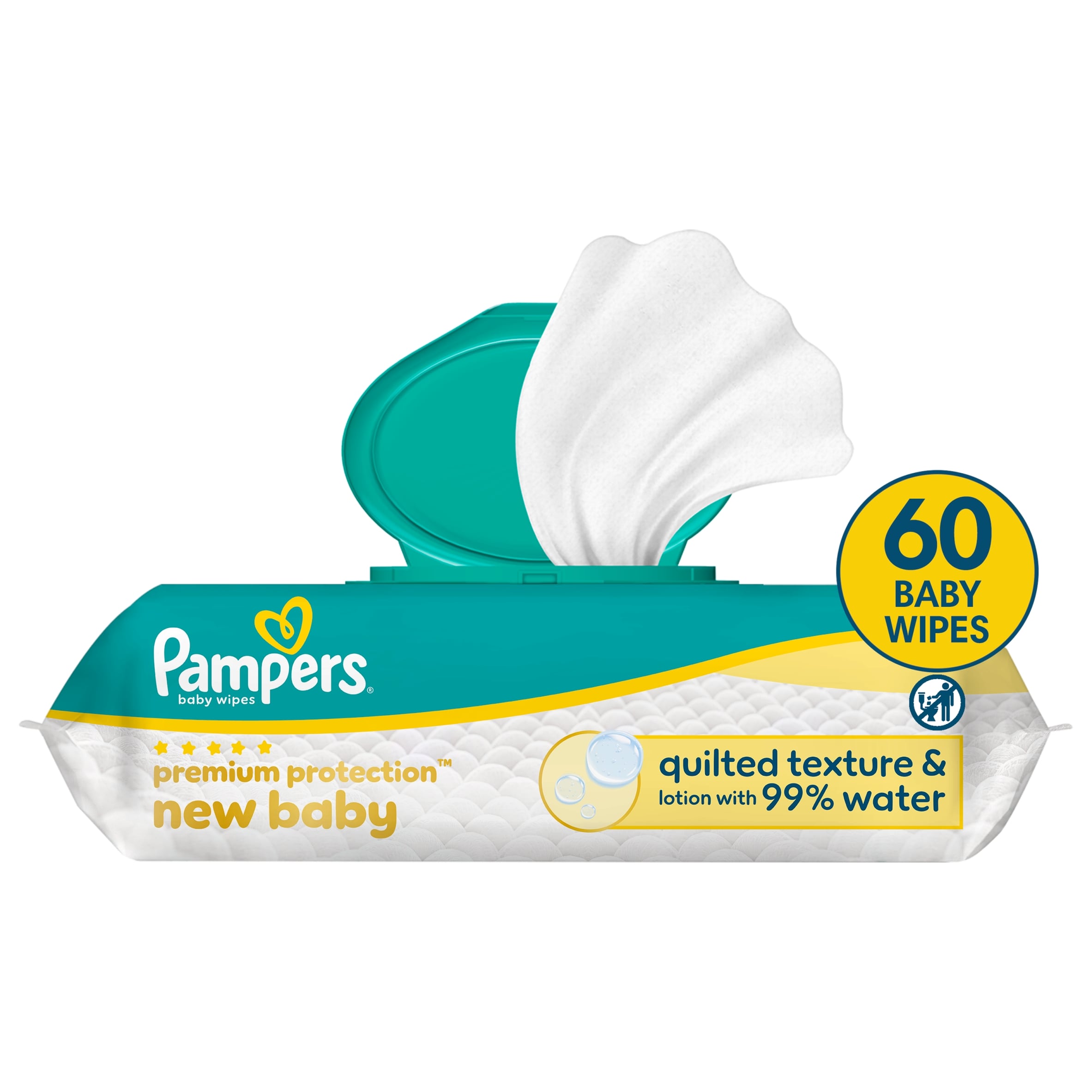 Pampers Premium Protection New Baby Wipes 60 Wipes thumbnail 2