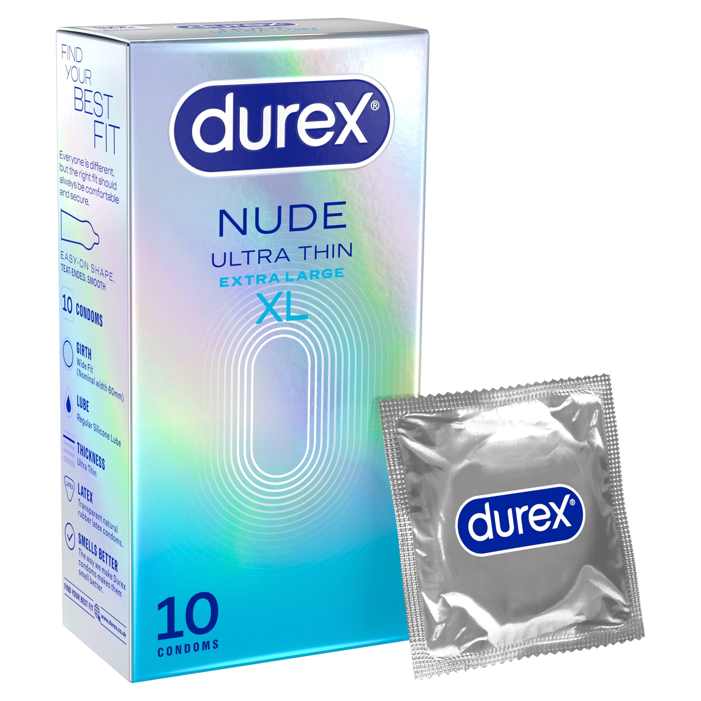 Durex Nude Ultra Thin Condoms XL 10s