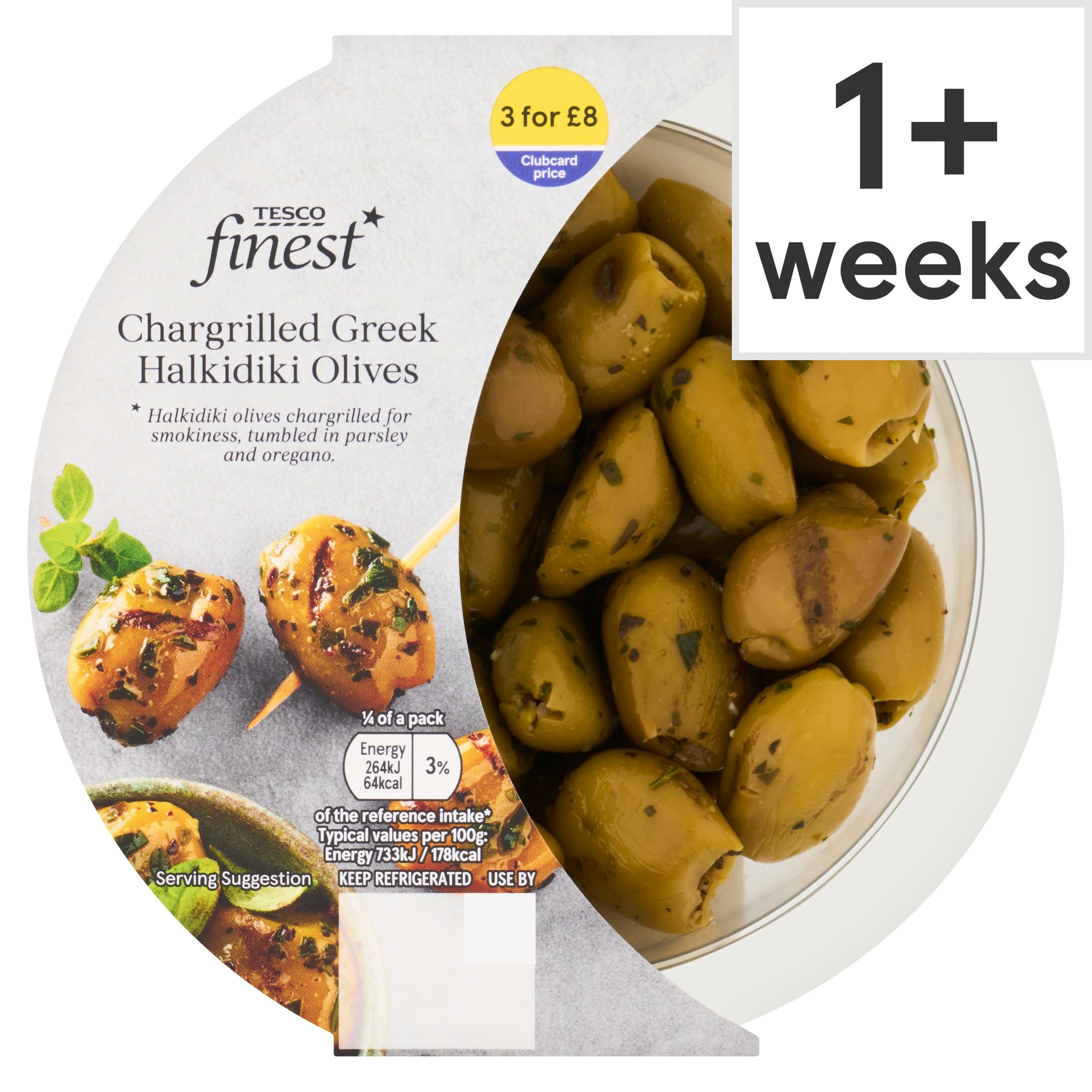 Tesco Finest Chargrilled Greek Halkidiki Olives 145g