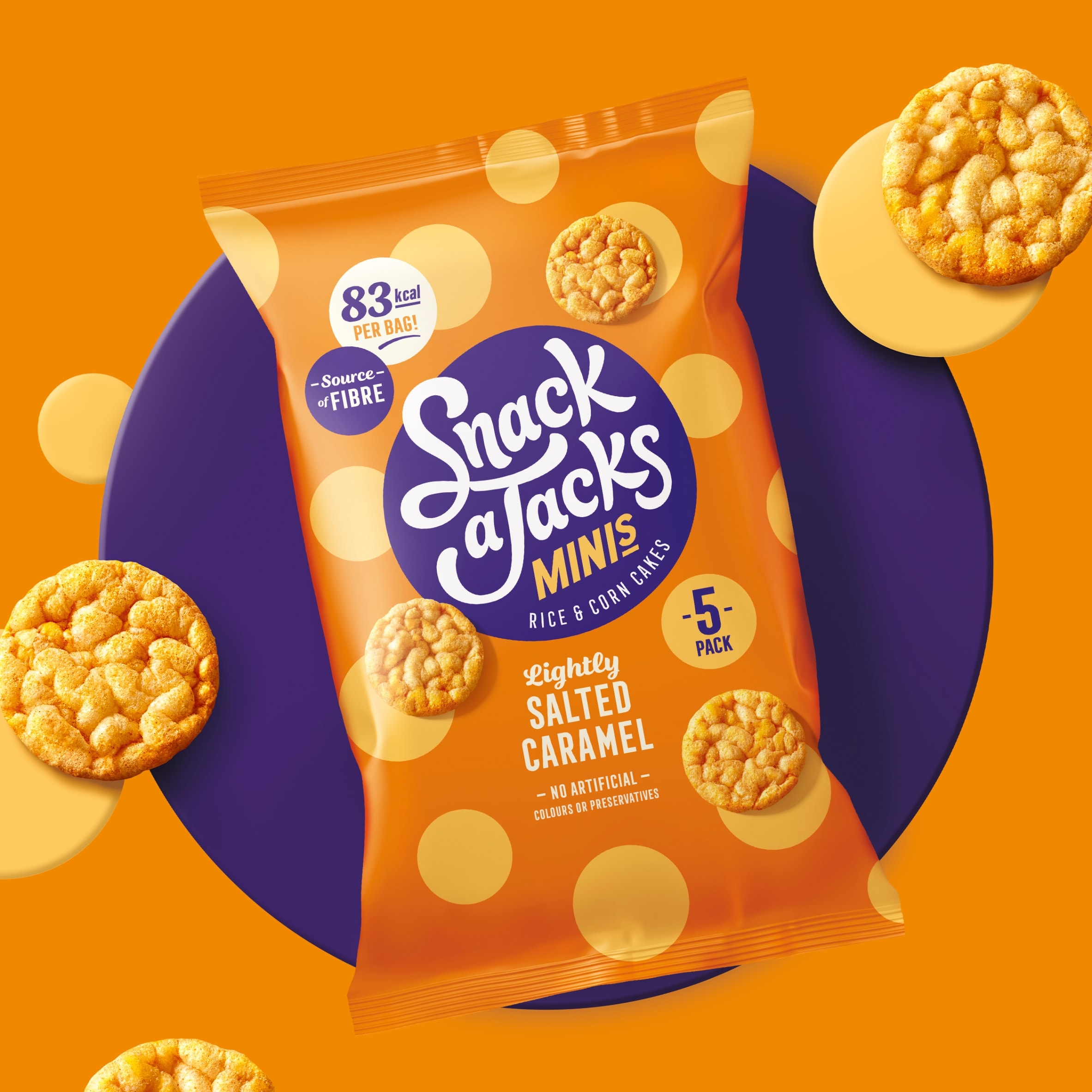 Snack a Jacks Minis Salted Caramel Corn Cakes 5x19g thumbnail 2