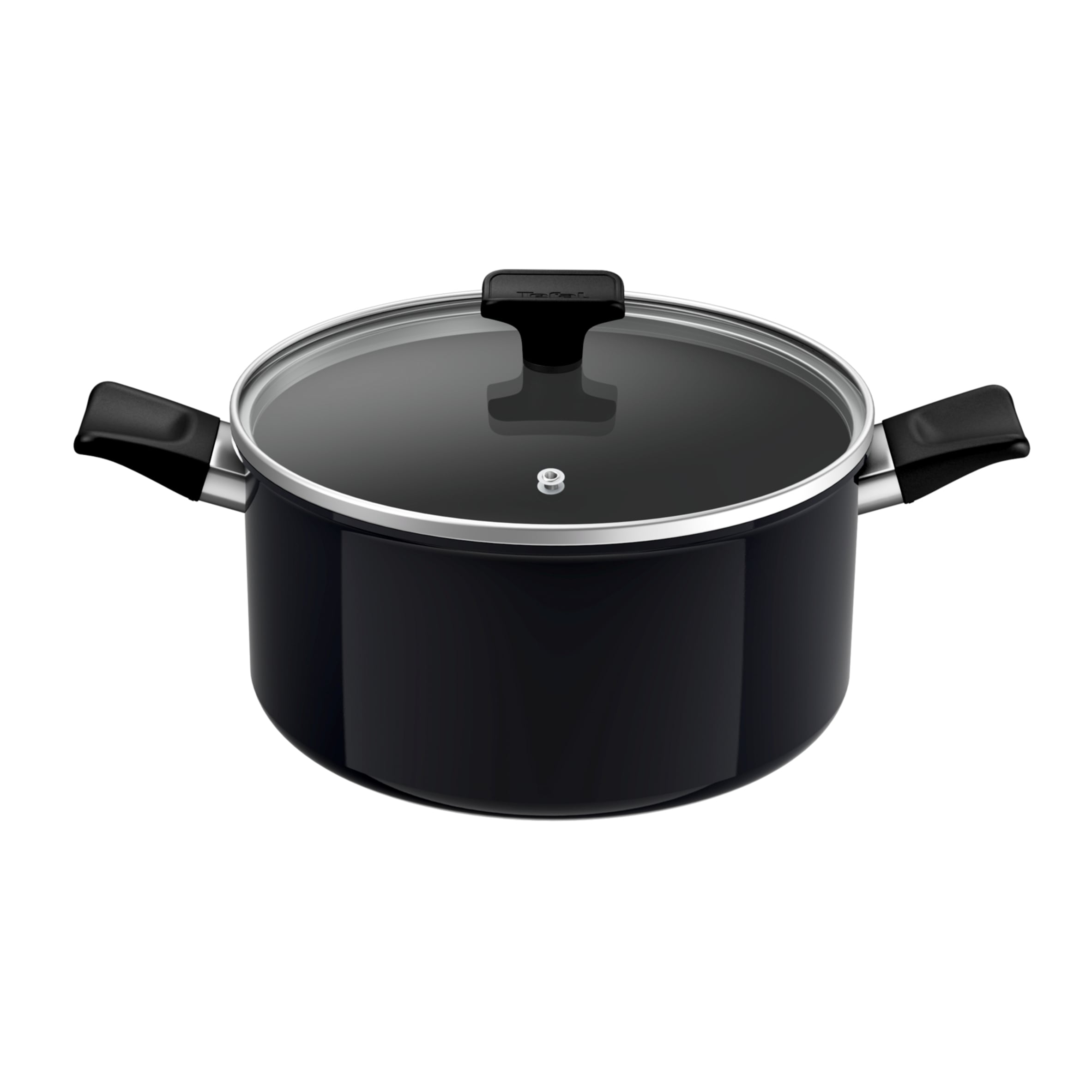 Tefal Change Ceramic Black Non-Stick All Hobs + Induction Stewpot with Glass Lid 24cm