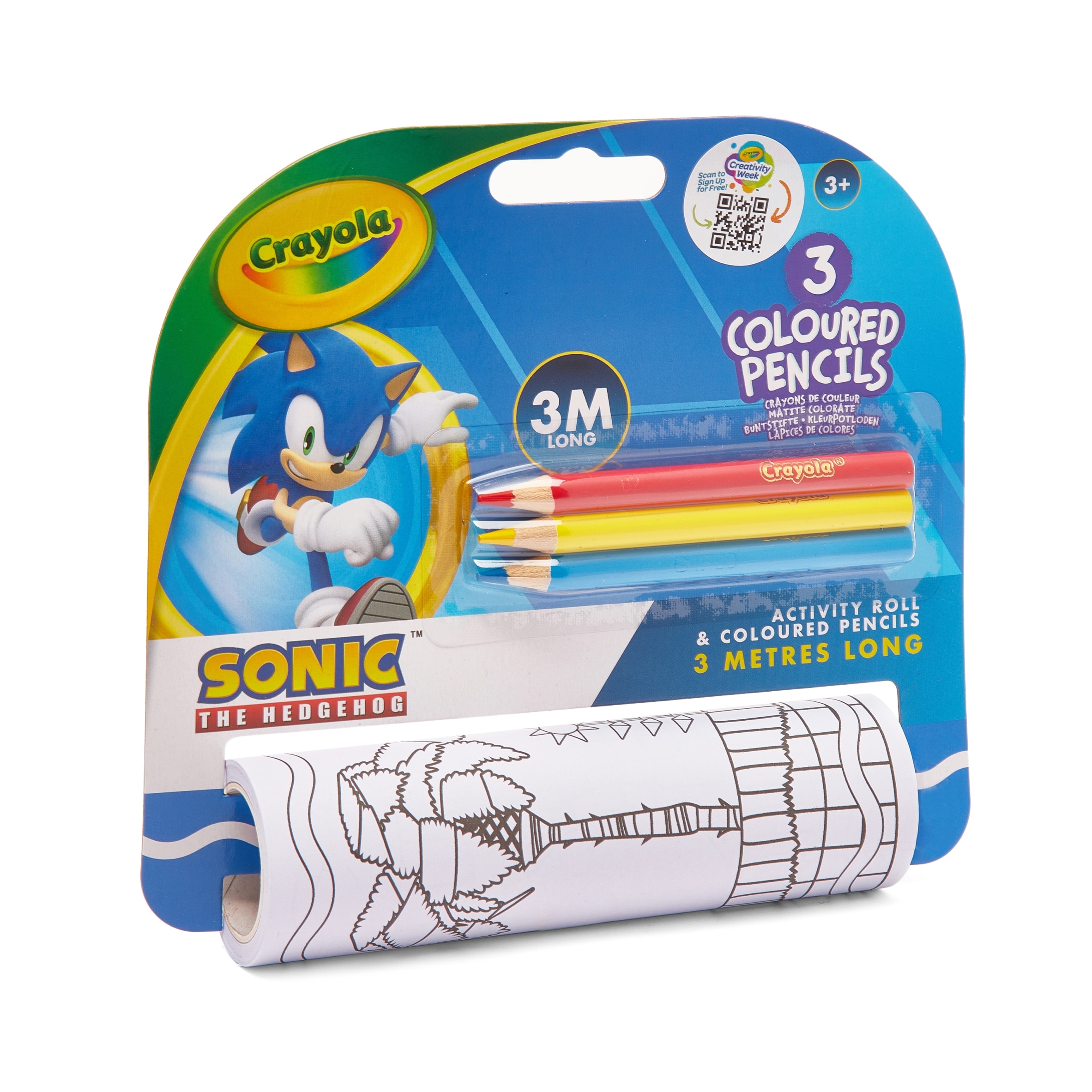 Crayola Sonic Activity roll and coloured Pencils 3 meters long