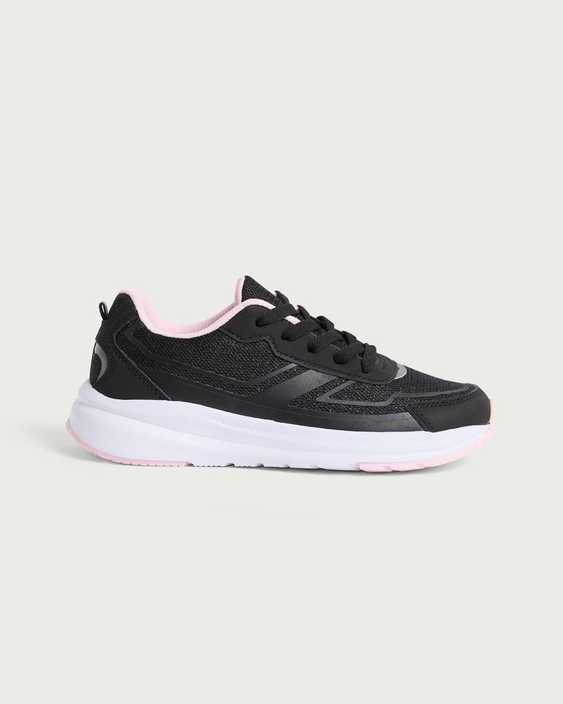 F&F School Mesh Panel Lace Update Trainers in Black