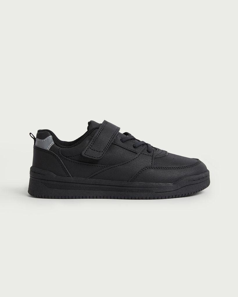 F&F School Lace Up Strap Fastening Trainers in Black