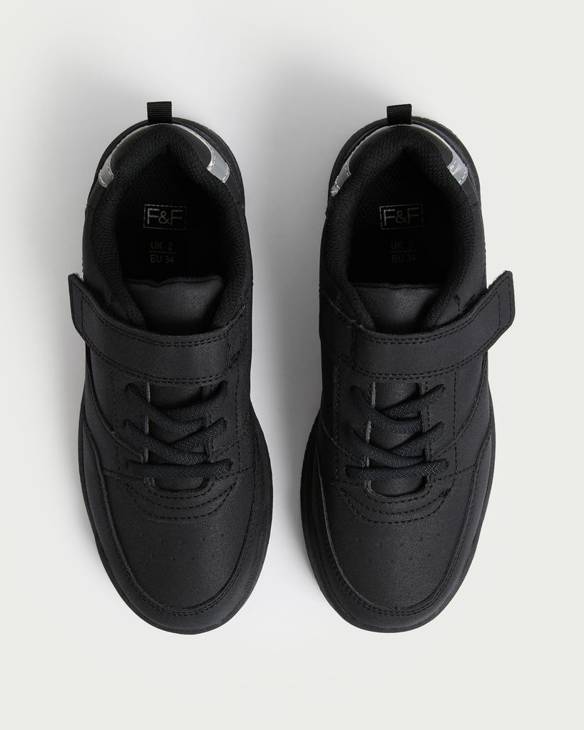 F&F School Lace Up Strap Fastening Trainers in Black thumbnail 2