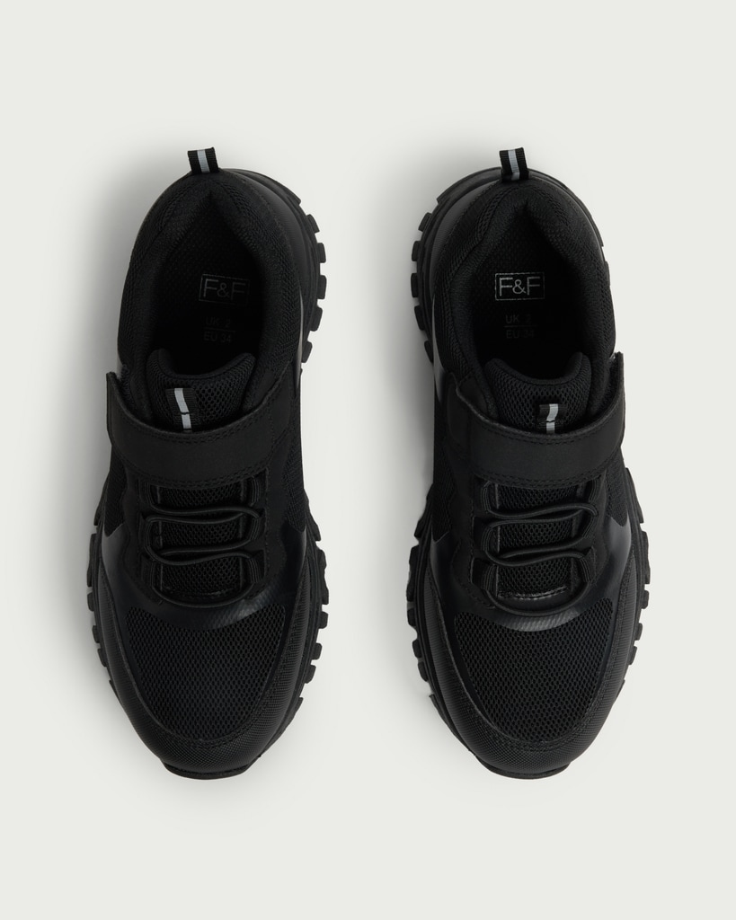 F&F School Strap Fastening Trainers in Black thumbnail 2