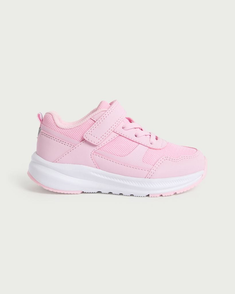 F&F Girls Mesh Panel Strap Fastening Trainers in Pink