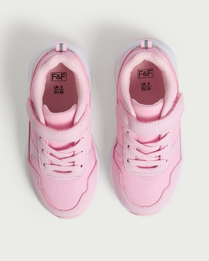 F&F Girls Mesh Panel Strap Fastening Trainers in Pink thumbnail 2