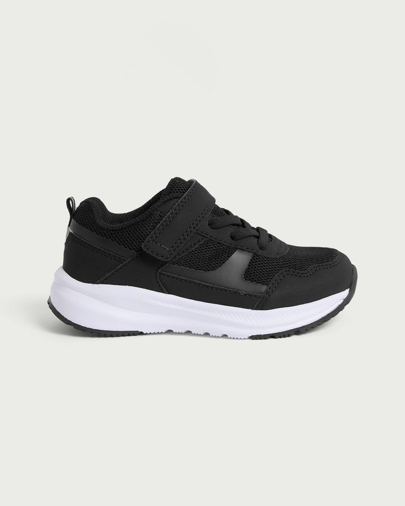 F&F School Mesh Panel Strap Fastening Trainers in Black