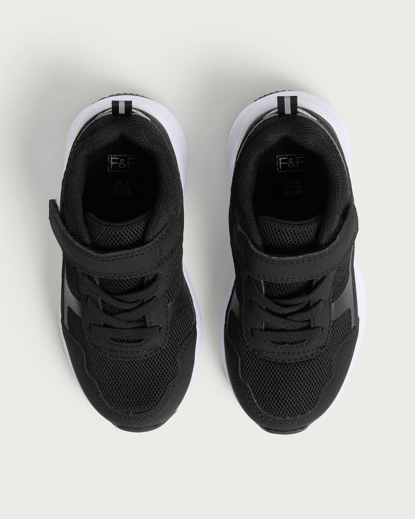 F&F School Mesh Panel Strap Fastening Trainers in Black thumbnail 2