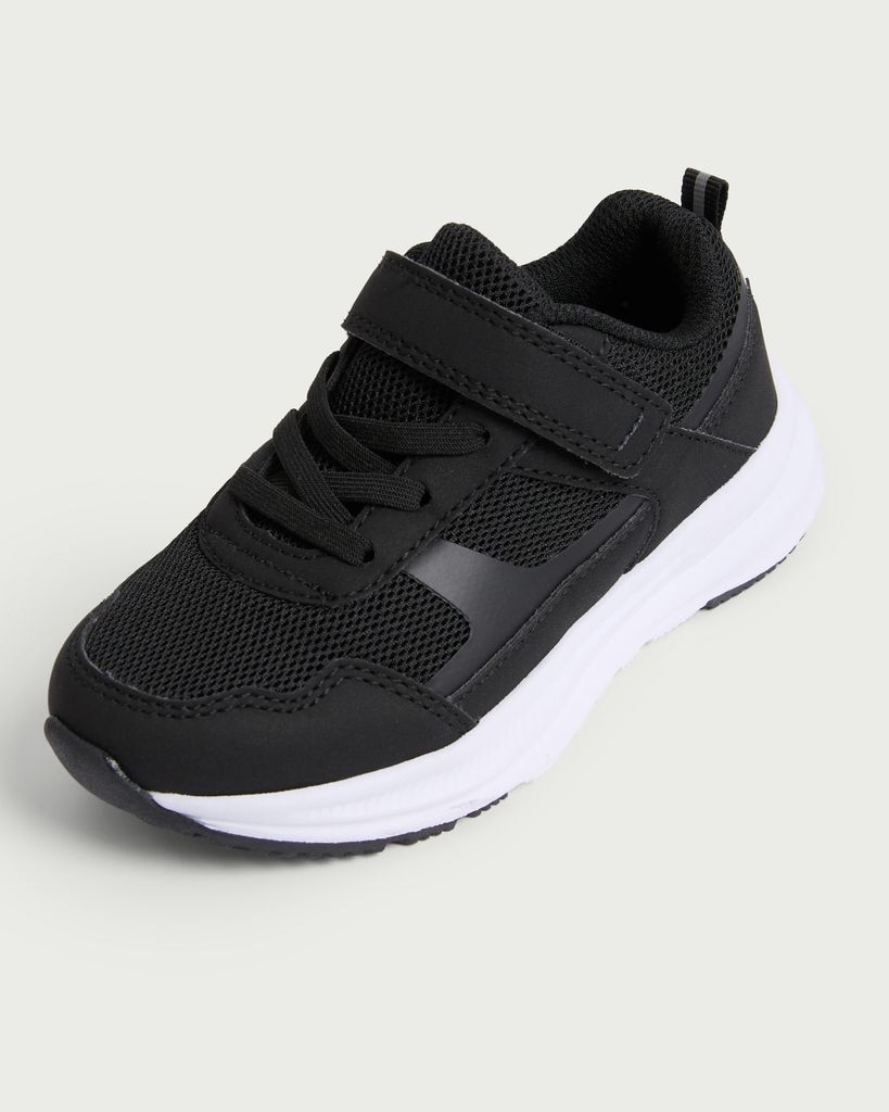 F&F School Mesh Panel Strap Fastening Trainers in Black thumbnail 3