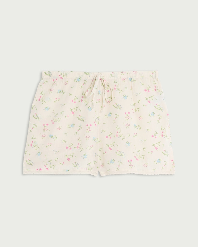 F&F Pure Cotton Floral Print Pyjama Shorts in Multi White thumbnail 4