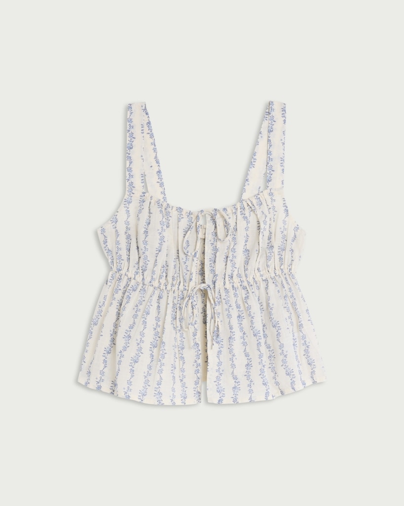 F&F Pure Cotton Floral Print Pyjama Top in Multi Blue thumbnail 4