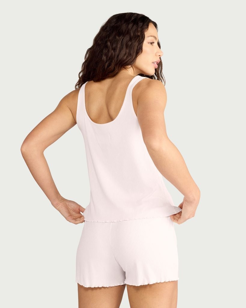 F&F Ribbed Short Pyjama Set in Pink thumbnail 3