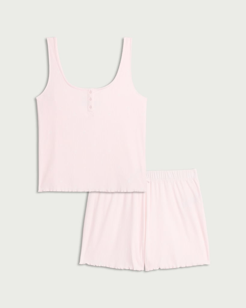 F&F Ribbed Short Pyjama Set in Pink thumbnail 4