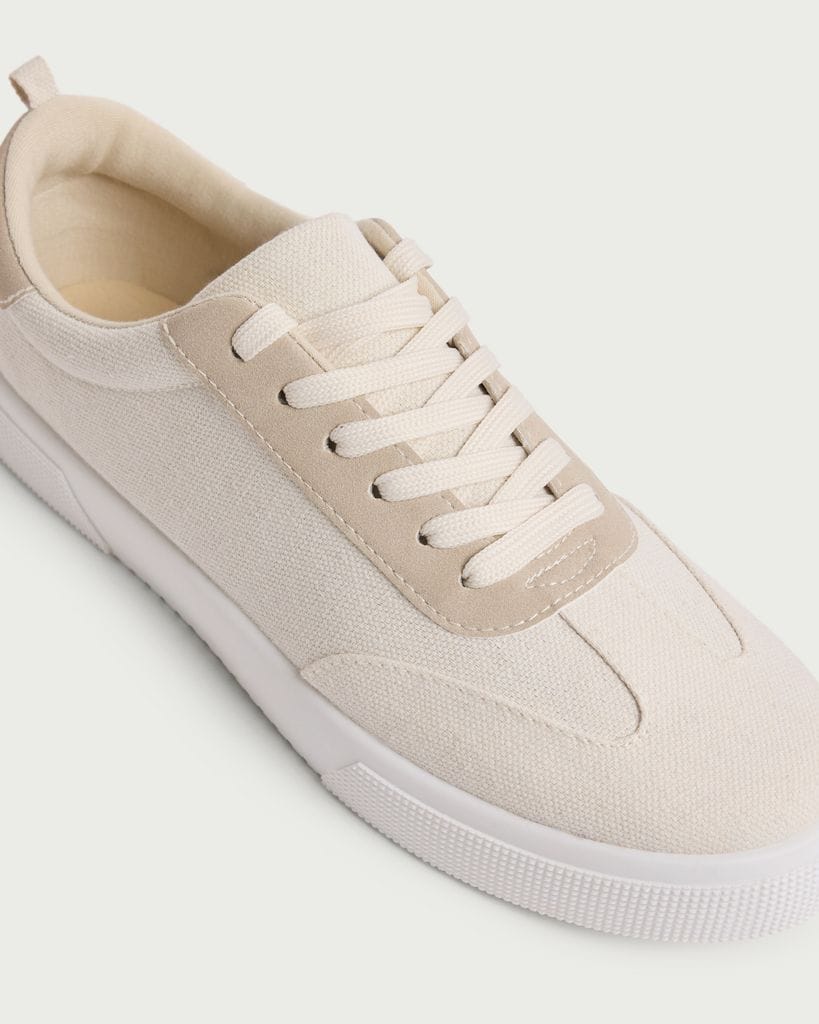 F&F Canvas Lace Up Trainers in Neutral thumbnail 3