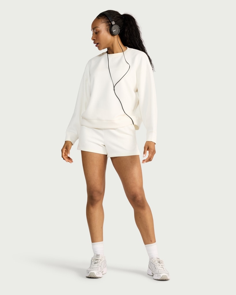 F&F Active AFTERCLASS Ribbed Crew Neck Sweatshirt in Cream thumbnail 2