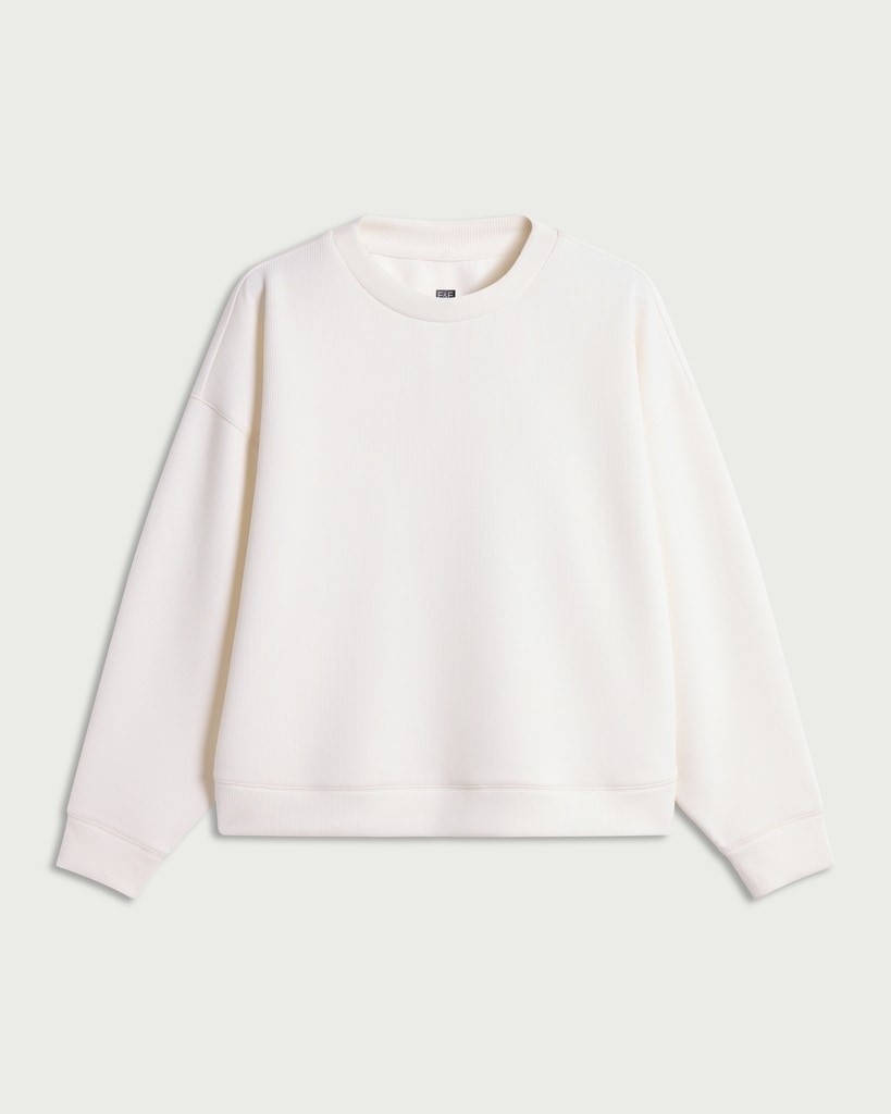 F&F Active AFTERCLASS Ribbed Crew Neck Sweatshirt in Cream thumbnail 4