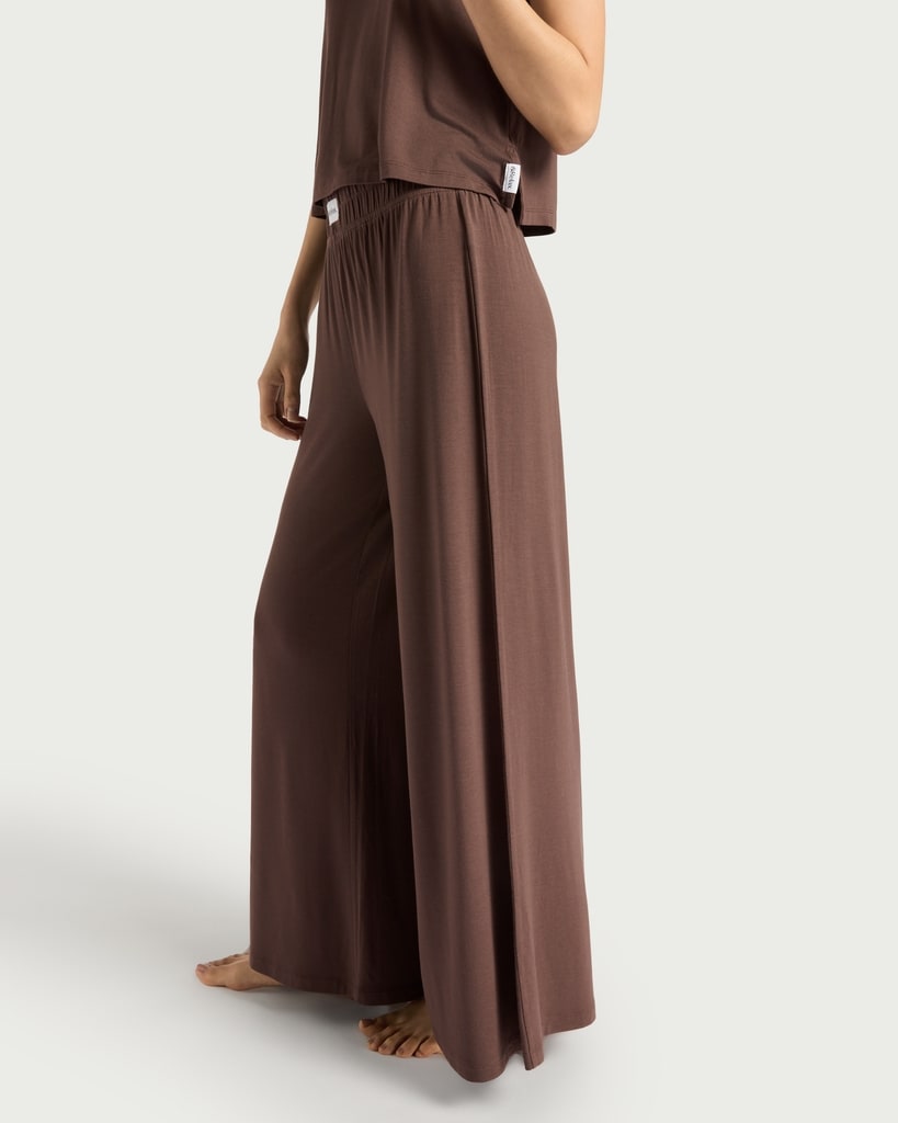 F&F CoolEase™ Modal Rich Wide Leg Pyjama Bottoms in Chocolate thumbnail 3