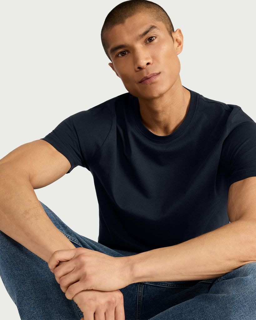 F&F Cotton Rich Short Sleeved T-Shirt in Navy