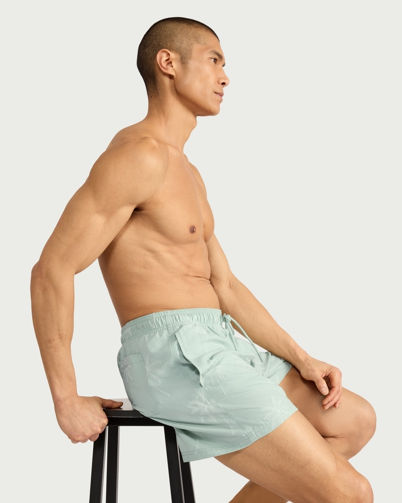 F&F Palm Tree Embroidered Swim Shorts in Mint