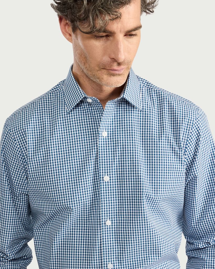 F&F Regular Fit Checked Long Sleeved Shirt in Multi Blue thumbnail 2