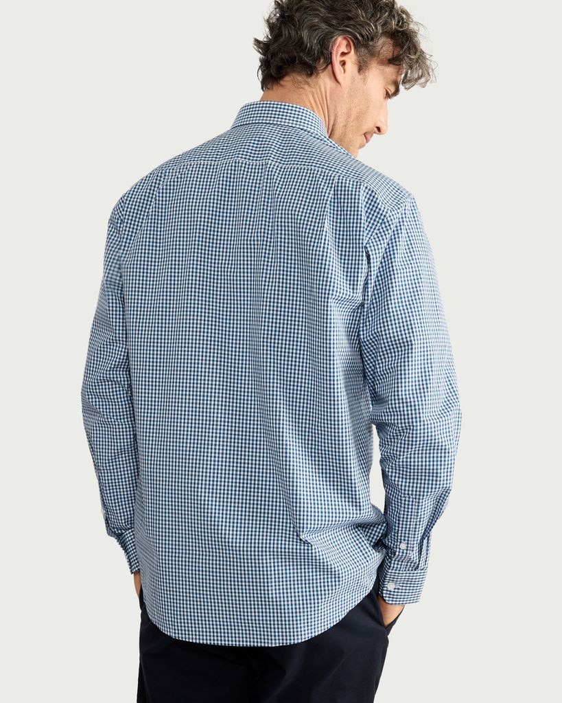 F&F Regular Fit Checked Long Sleeved Shirt in Multi Blue thumbnail 3