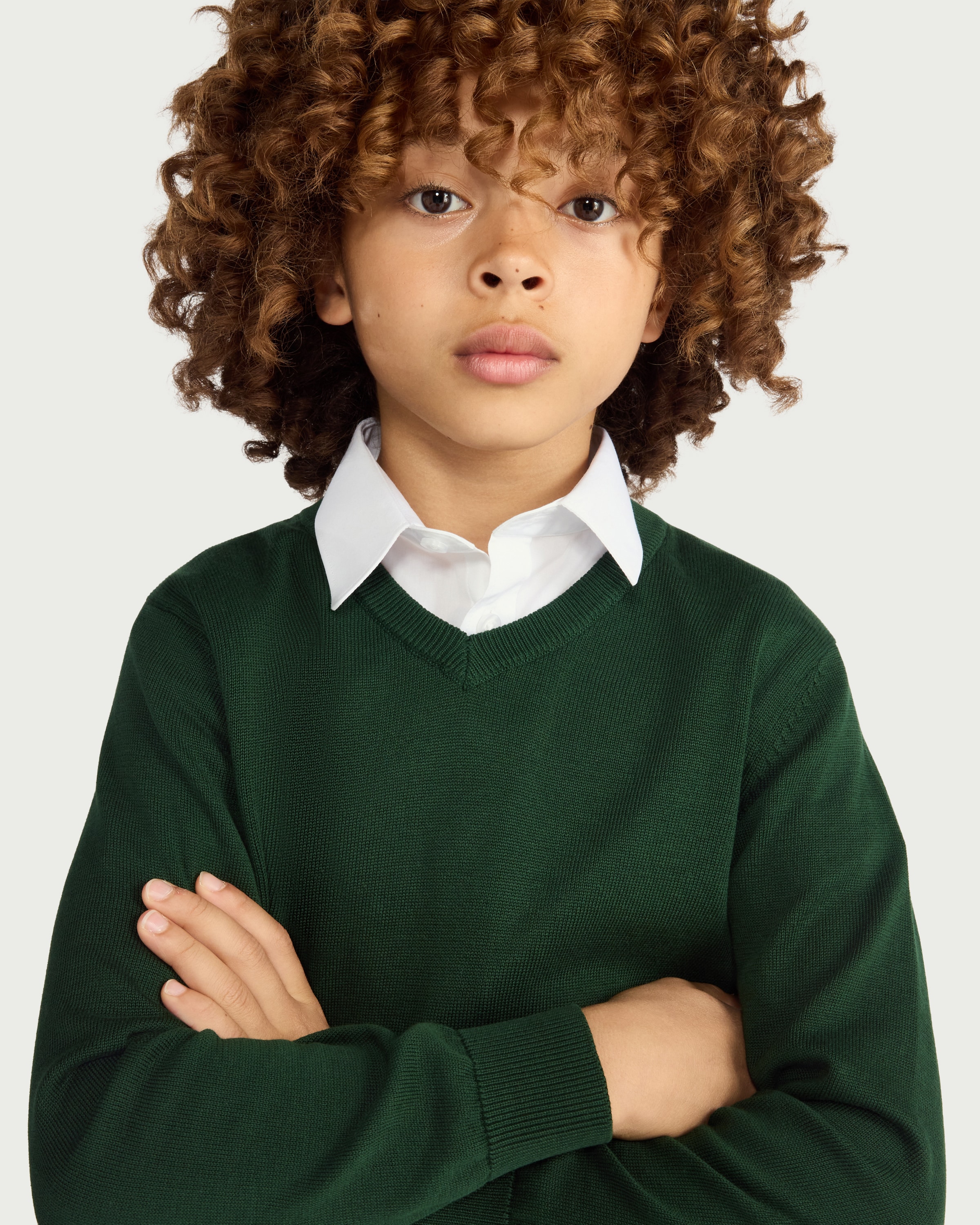 F&F School Unisex 2-Pack Pure Cotton V-Neck Jumpers in Green thumbnail 3