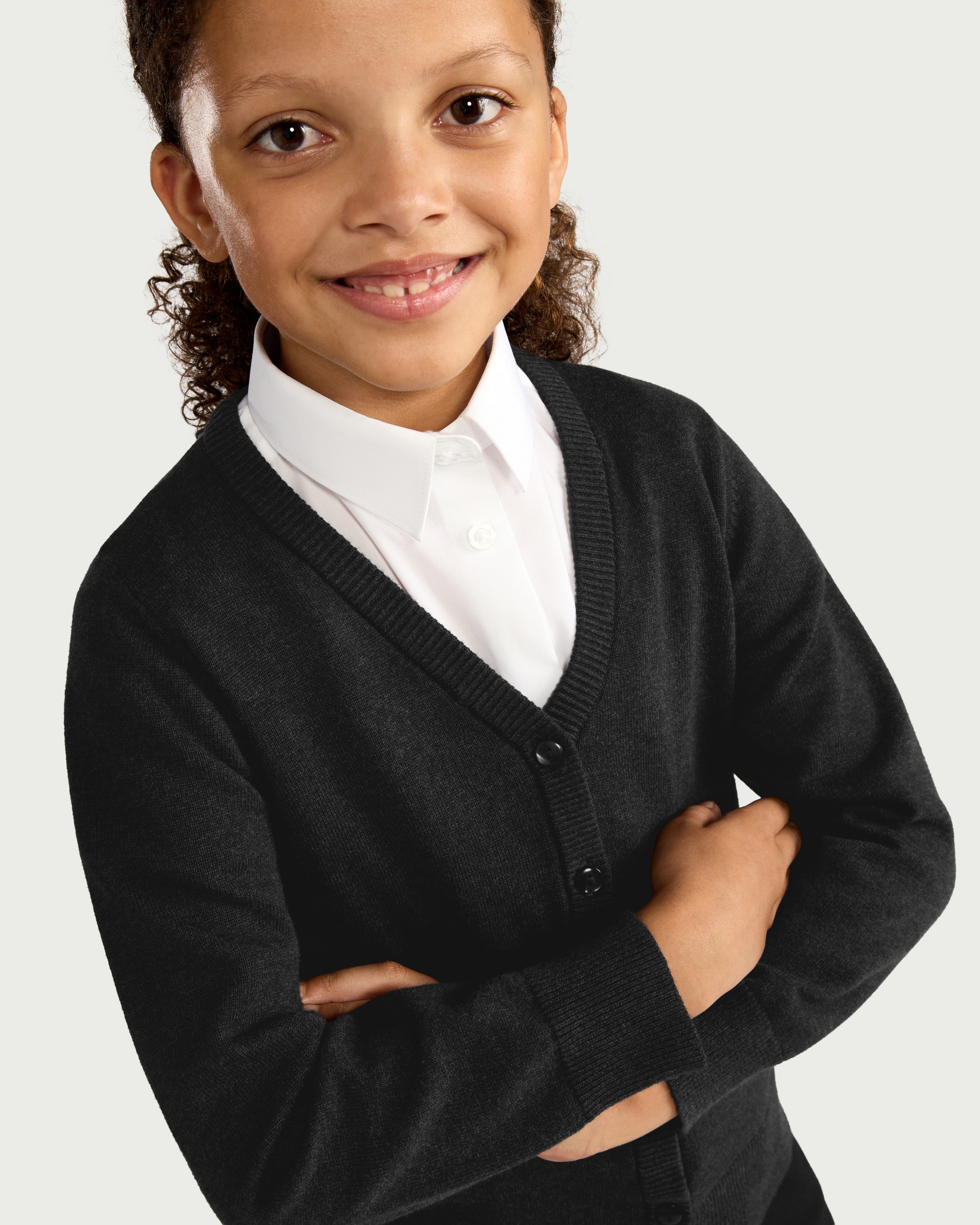 F&F School Unisex 2-Pack Pure Cotton Knitted Cardigans in Grey